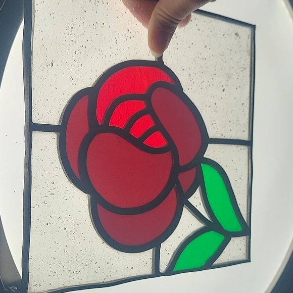 handmade not by me Accents Stained Glass Rose Wall And Window Art